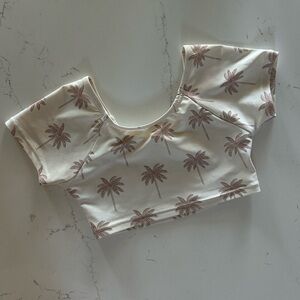 Rylee + Cru Cream Palm Tree Summer Top, 6–7Y, GUC